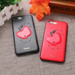 Wholesale iPhone 8 Plus / 7 Plus Apple Design Studs Armor PU Leather Case (Red)